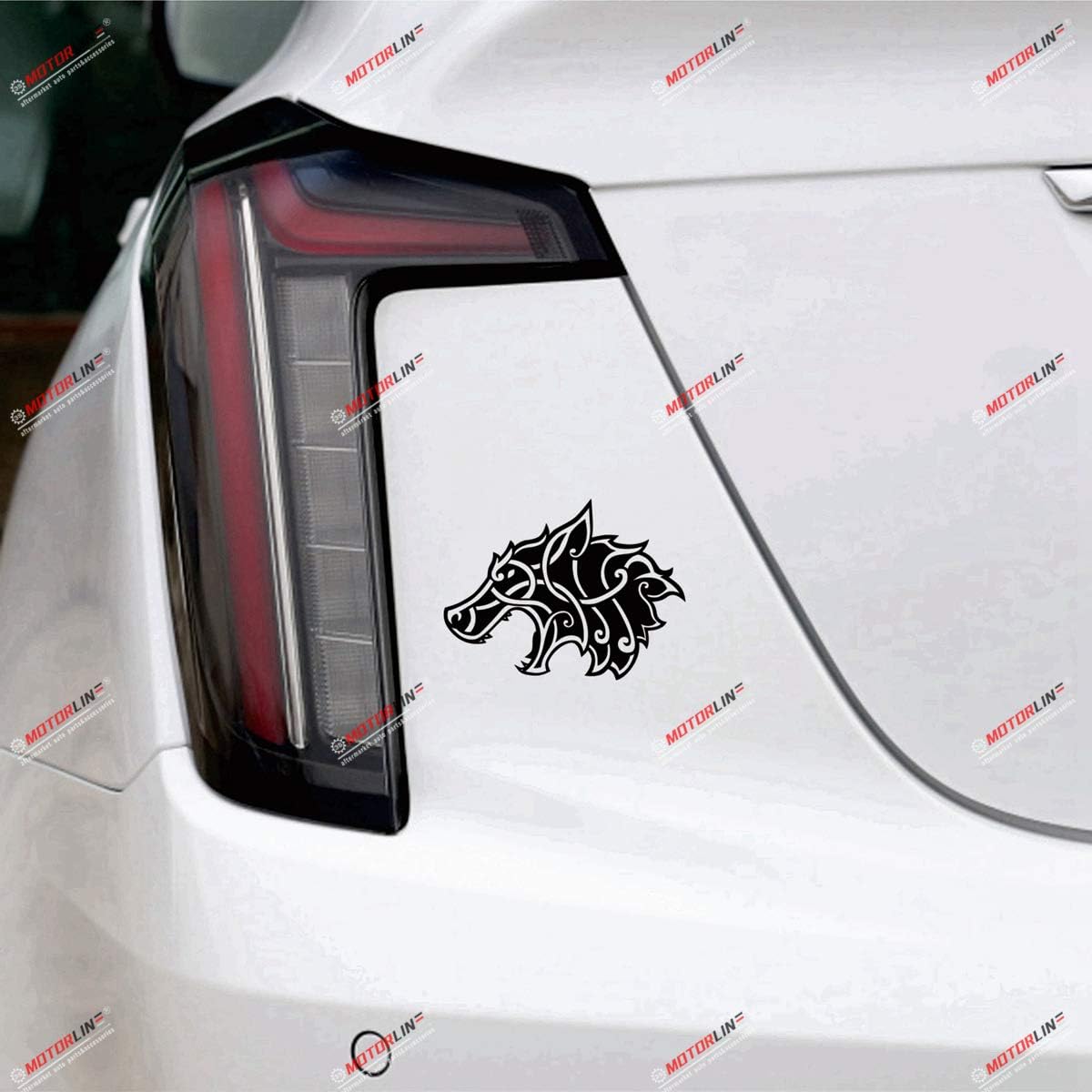 

2X Black 4 Viking Wolf Head Celtic Decal Sticker Norse Car Vinyl Die Cut no bkgrd