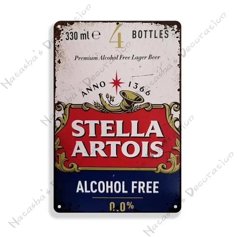 Stella Artois Decorative Plate Wall Decor Beer Metal Signs Wall Plate Vintage Metal Tin Sign Industrial Decor Home Bar Tin Sign
