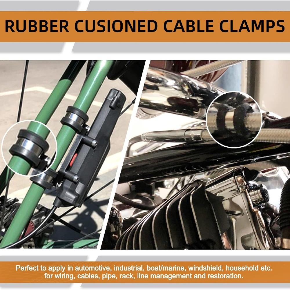 52Pcs Rubber Cushioned Cable Clamp Assortment Kit, 304 Stainless Steel Wire Pipe Clips, 6 Sizes 1/4" To 3/4" For Automotive Boat RV Cable Management