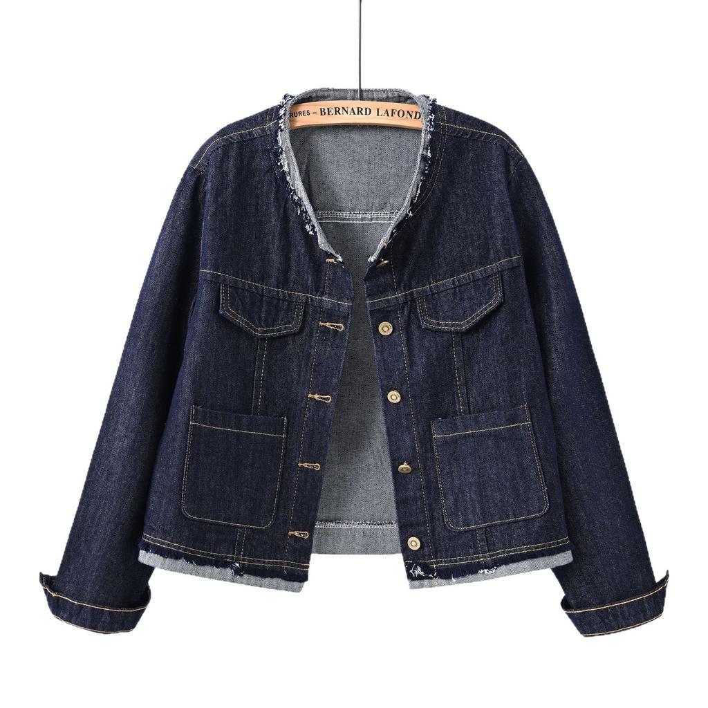 Jeans Jacket - New Style Women's Spring-autumn Casual Round-neck Jacket Top