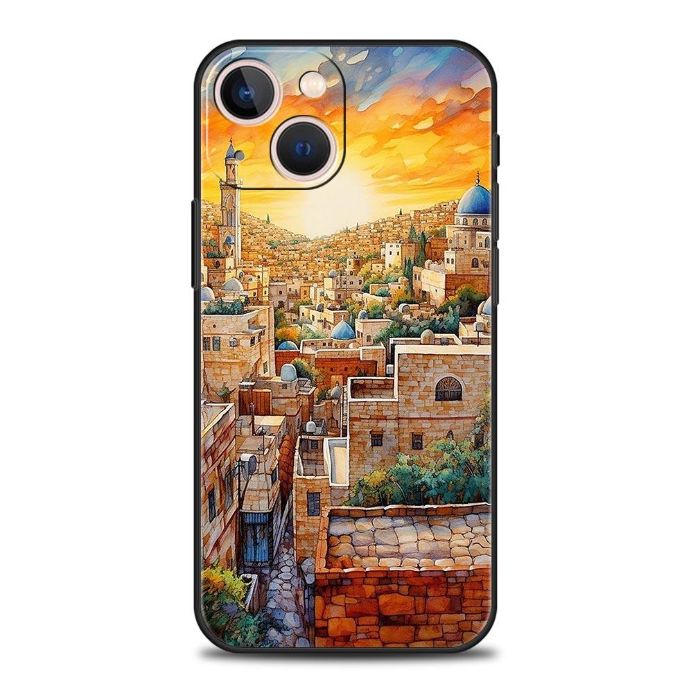 Custodia per Telefono con Edificio di Gerusalemme Per iPhone 16 13 15 14 12 11 Pro MAX XR X SE XS 7 8 Plus Copertura Morbida in TPU