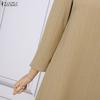 ZANZEA Women Casual Round Neck Solid Color 3/4 Sleeve Dress