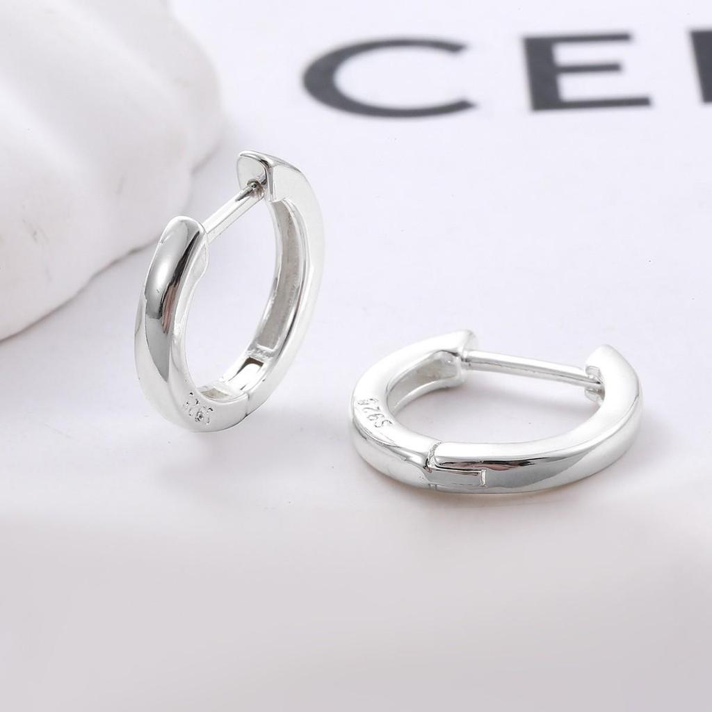 Cross-Border European & American Style Silver-Plated Hoop Earrings: Trendy, Simple, Thick Design