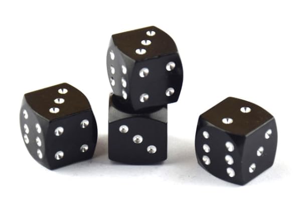 Valve Cap Car Tire Dice Aluminum Tire Valve Cap Dice Set of 4 baru-kyap-sai-4k (Black)