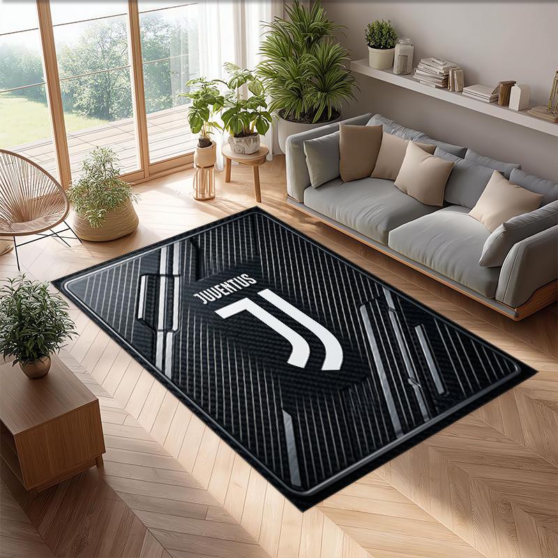 Tappeto in Flanella Stampato Juventus FC Antiscivolo Morbido Poliestere Tappeto per Pavimento Tappetino Decorativo per Interni per Camera da Letto Soggiorno Divano