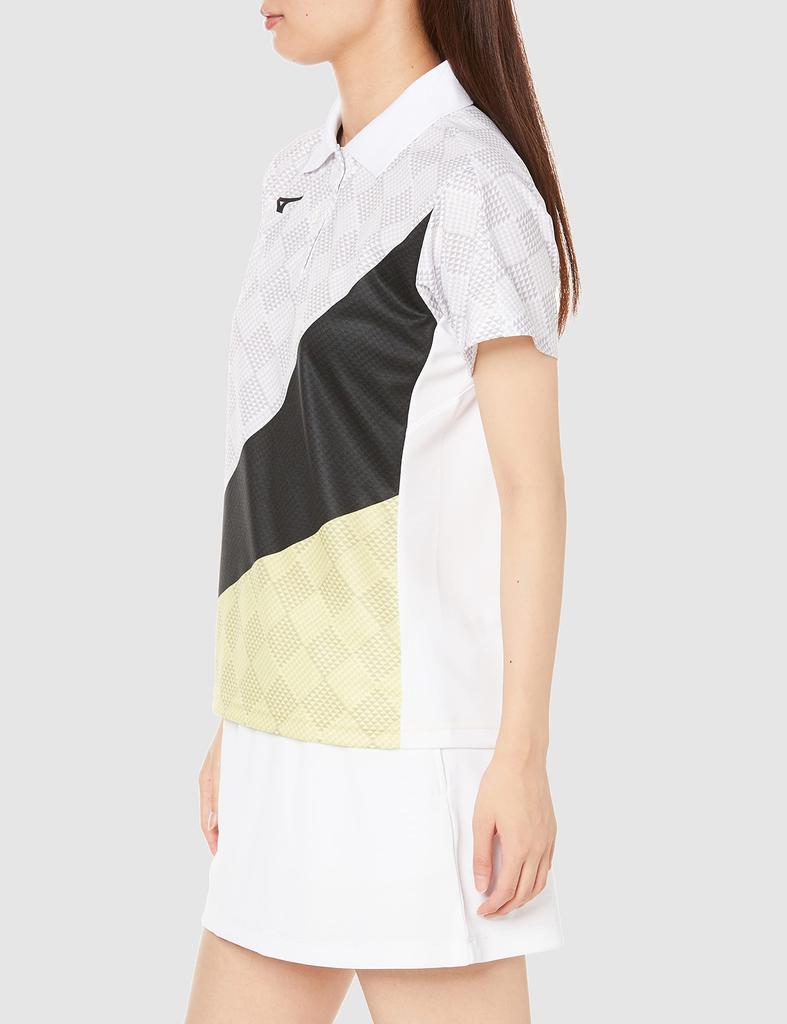 Mizuno Tennis Collared Game White x Size Size L Wear, Shirt, Moisture-Wicking, Quick-Drying, Deodorizing, Yellow, 62JA1701,