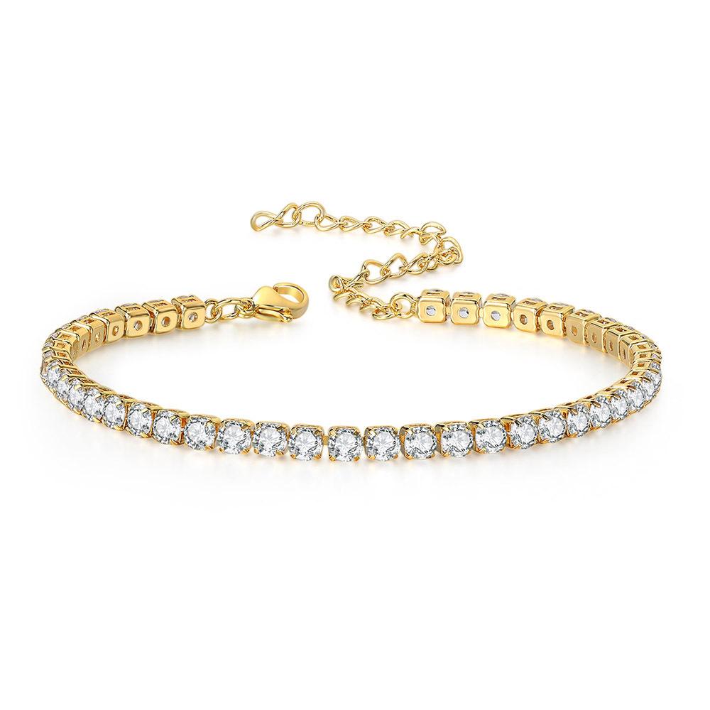 Luxury Zircon Women's Anklet: European & American Trendy, Gold-Plated Tennis Chain with Paved Diamonds