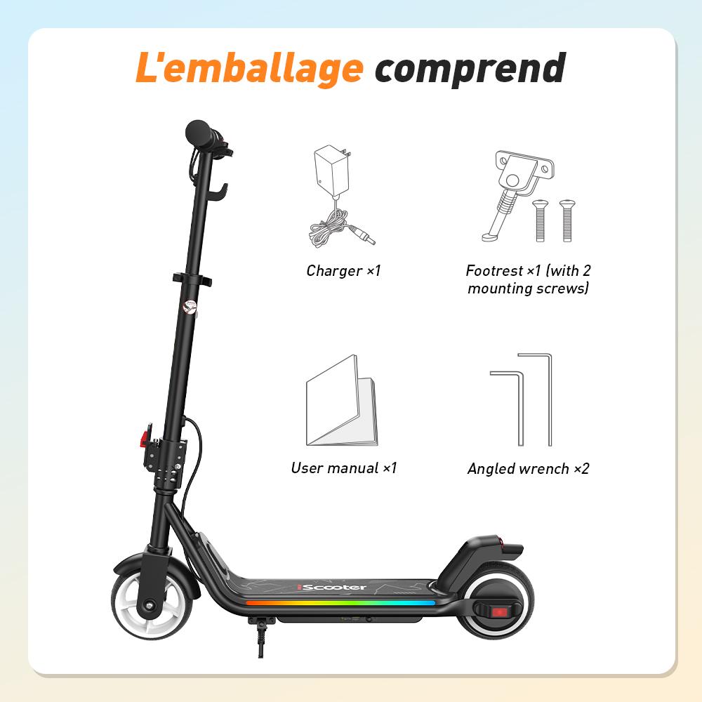 iScooter IK3MAX Kids Electric Scooter 200W Motor 4.5Ah Solid Tires Foldable & Height Adjustable 3-Speed  Electric Scooter for Kids