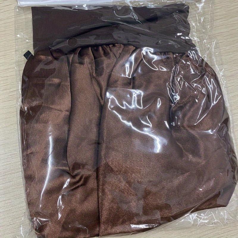 

Длинный атласный чепчик для женщин - двухслойный эластичный шелковый чепчик для заплетения волос, спальная шапочка с завязкой коричневый