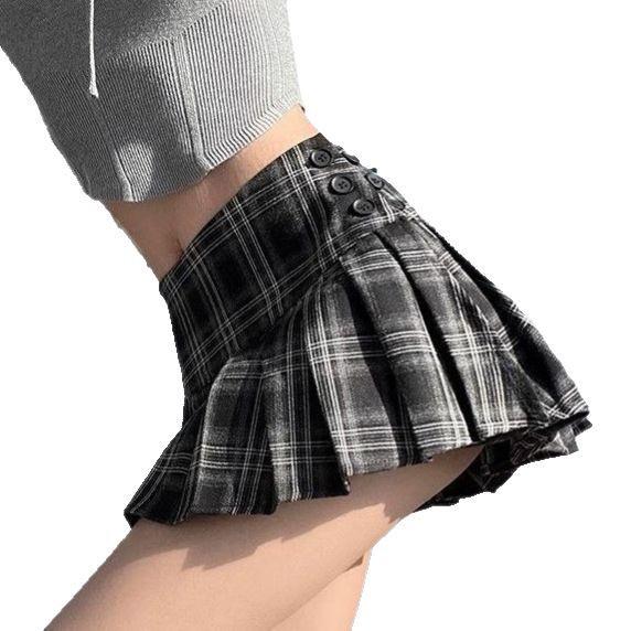 New Style Women's Retro Plaid Pleated Skirt - College Chic American Short Skirt