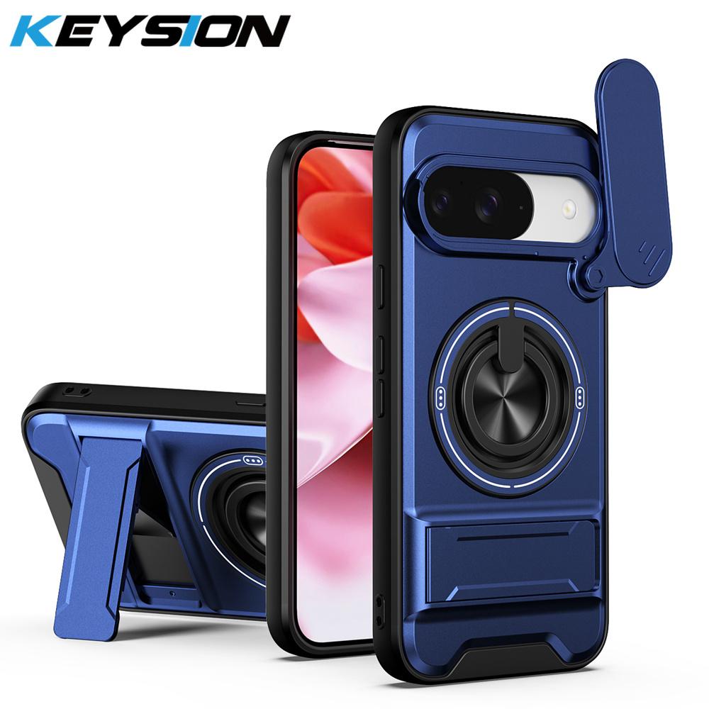KEYSION Magnetic Phone Case for Google Pixel 9 10 Pro XL 10 9 Pro Slide Camera Protection Upright Stand 360°Ring Shockproof Cover