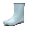 Fashion Medium Tube Rain Shoes Women's Pvc Non-slip Rain Boots Women's Water Shoes New Rubber Shoes Water Boots Kitchen Overshoes