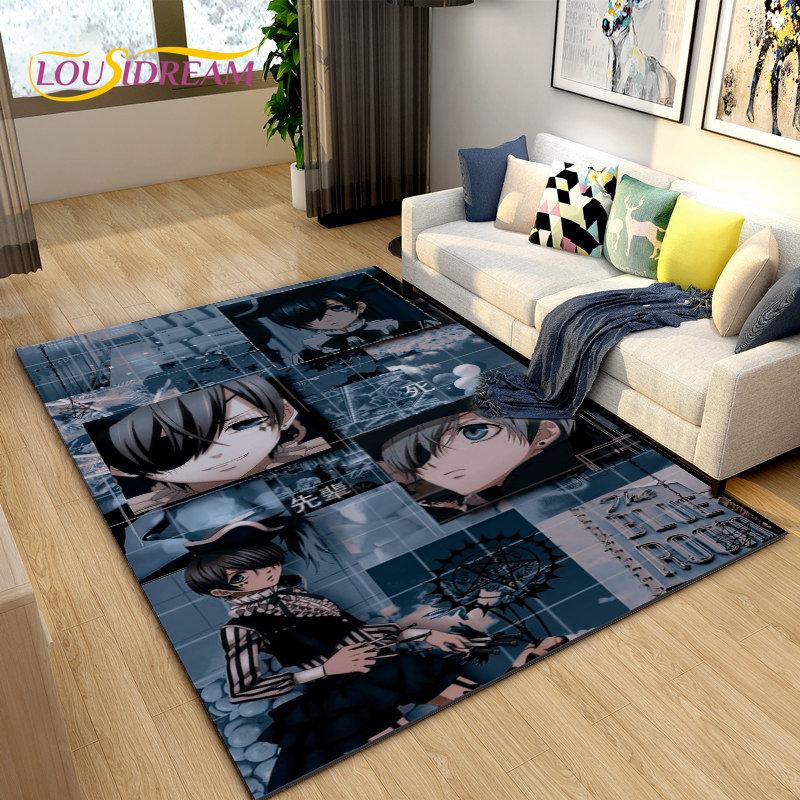 Black Butler Anime Cartoon Area Rug,Carpet Rug for Living Room Bedroom Sofa Doormat Decoration, Kids Play Non-slip Floor Mat