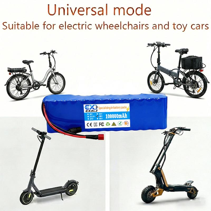 48V Electric Scooter Battery 13S2P 100Ah 18650 Lithium Pack For E-Bike Vehicle Motorcycle DIY BMS + 54.6V Charger