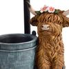 Highland Cow Statue,with Solar Lights Lovely Resin Figurine Gifts,Landscape Lamp Animal Sculpture Decoration for Garden Patio