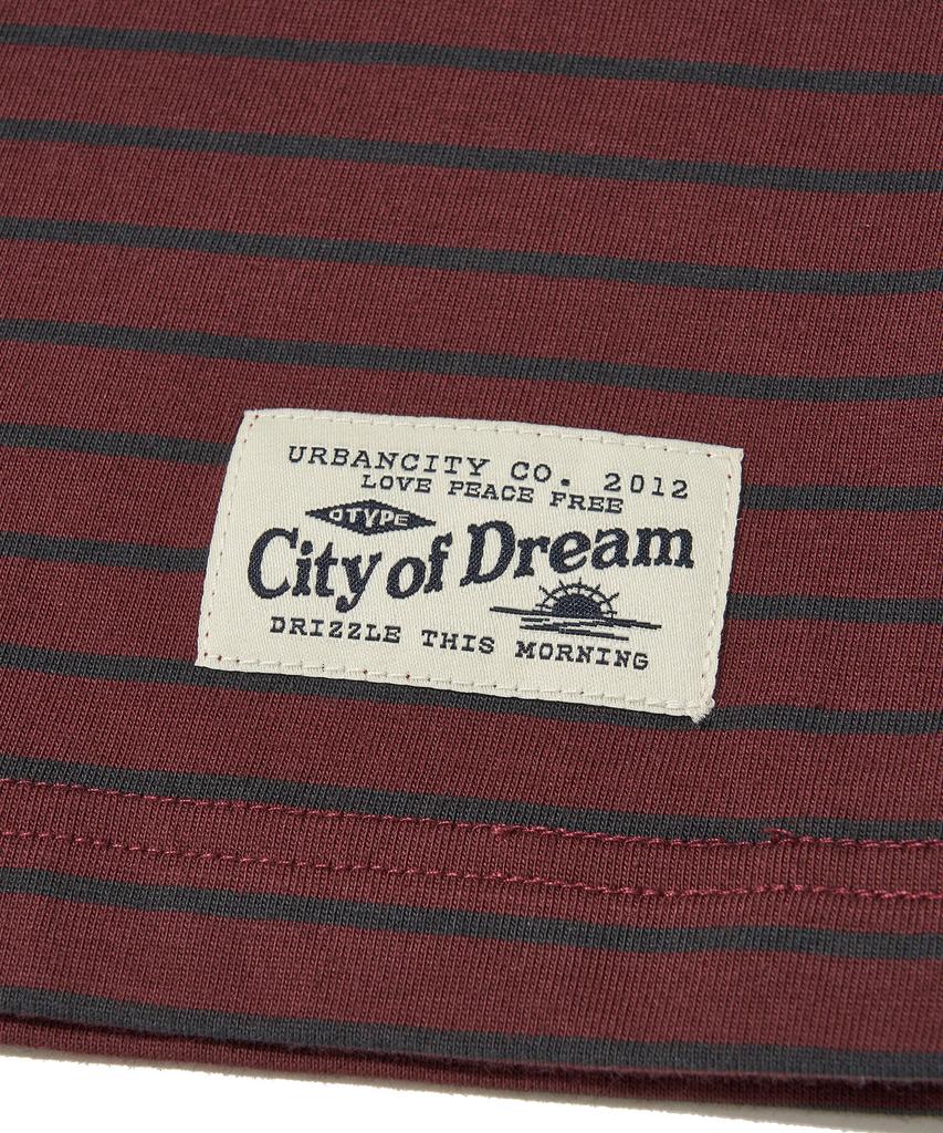 URBANDTYPE Vintage Label Striped T-Shirt_Wine
