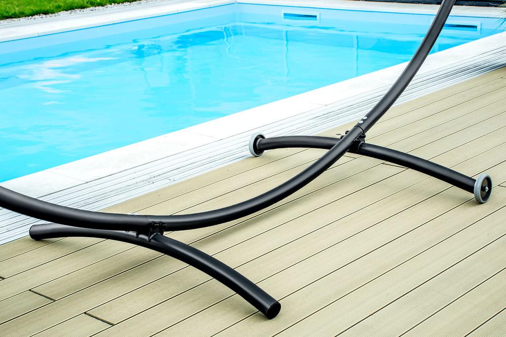 Metal Frame for a Garden Hammock On Wheels, Black Metal, Two-person