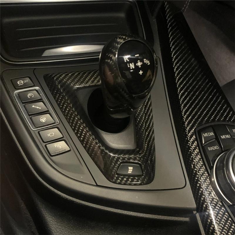 A03Z-Carbon Fiber Car Center Console Shift Knob Panel Cover For BMW M3 F80 M4 F82 F83 RHD