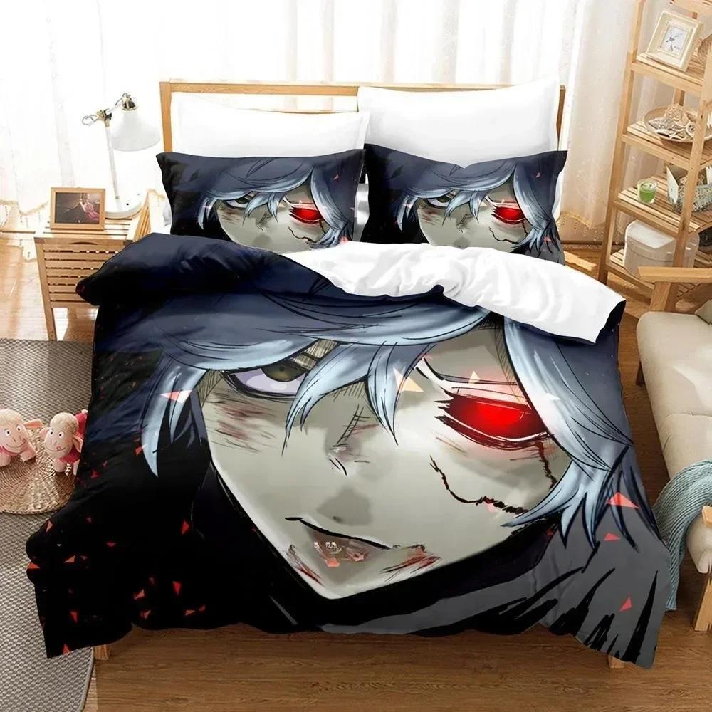 Fashion Anime Hell's Paradise Jigokuraku Bedding Set Cartoon Three-piece Set Adult Kid Bedroom Duvet Cover Sets Home Textiles