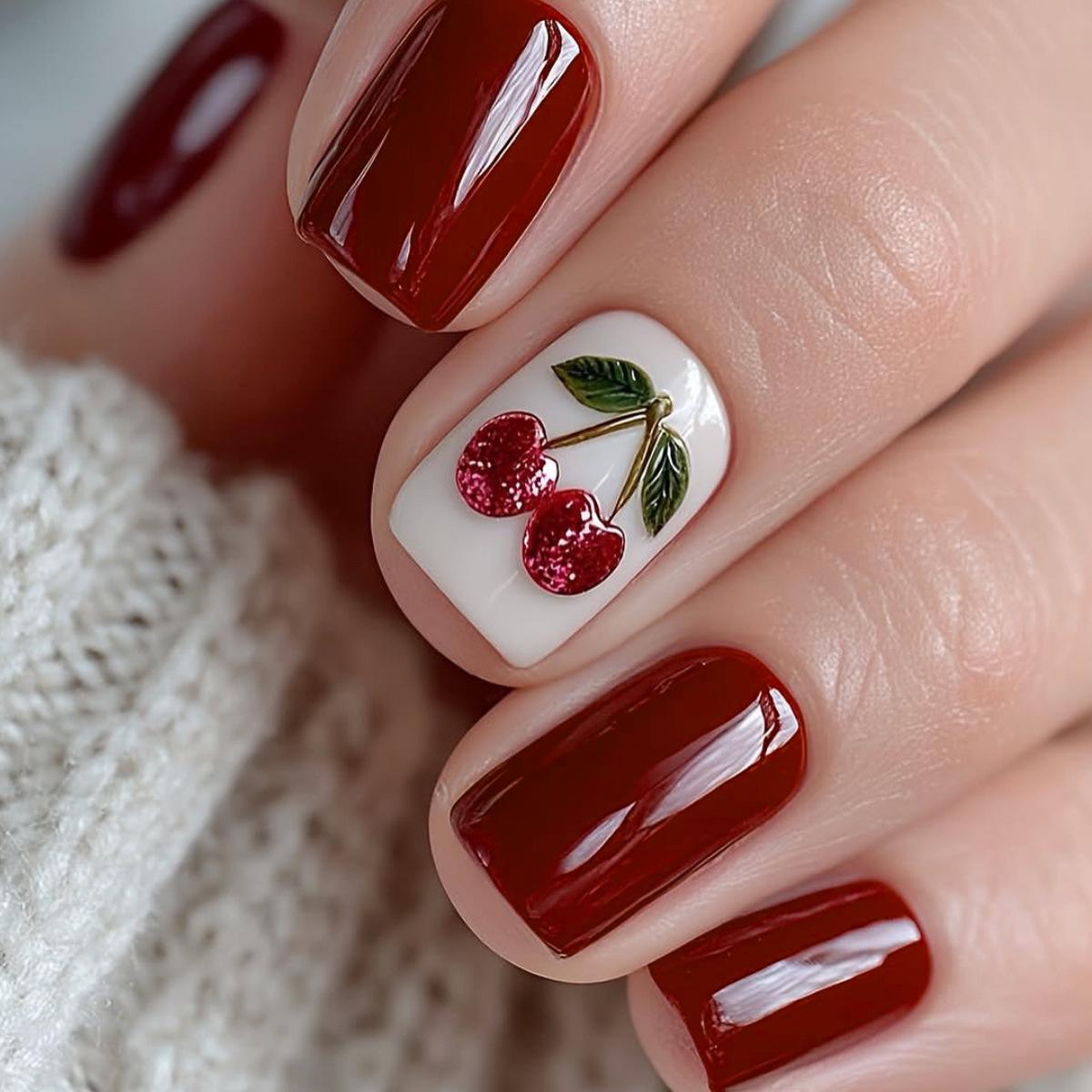 

Cherry French Snow Top Cute Nail Art Patch - Fake Nails Sticker Set