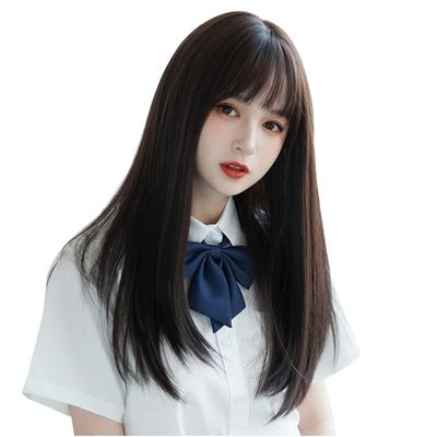 FORCUTEU Wig Long Black Straight Black Hair Full Wig Natural Ladies Wig Heat Resistant Small Face Fashion Everyday Wig with Net/comb