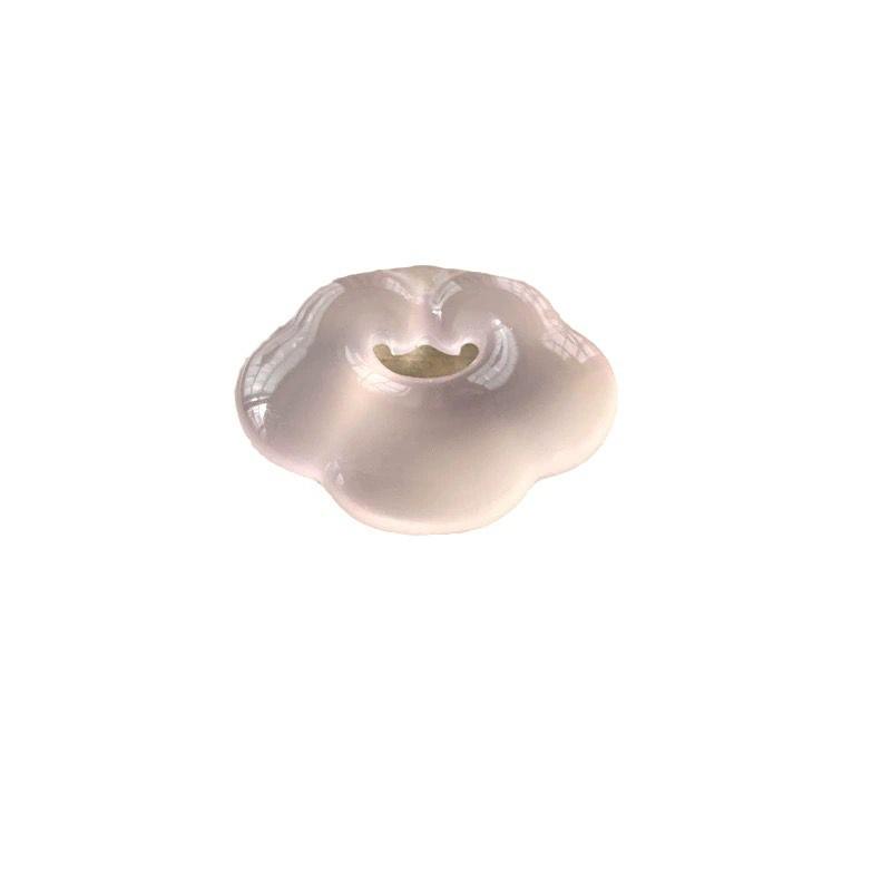 Ice Jade White Agate Auspicious Clouds Pendant with Blue Agate and Peaceful Cat Jade Necklace