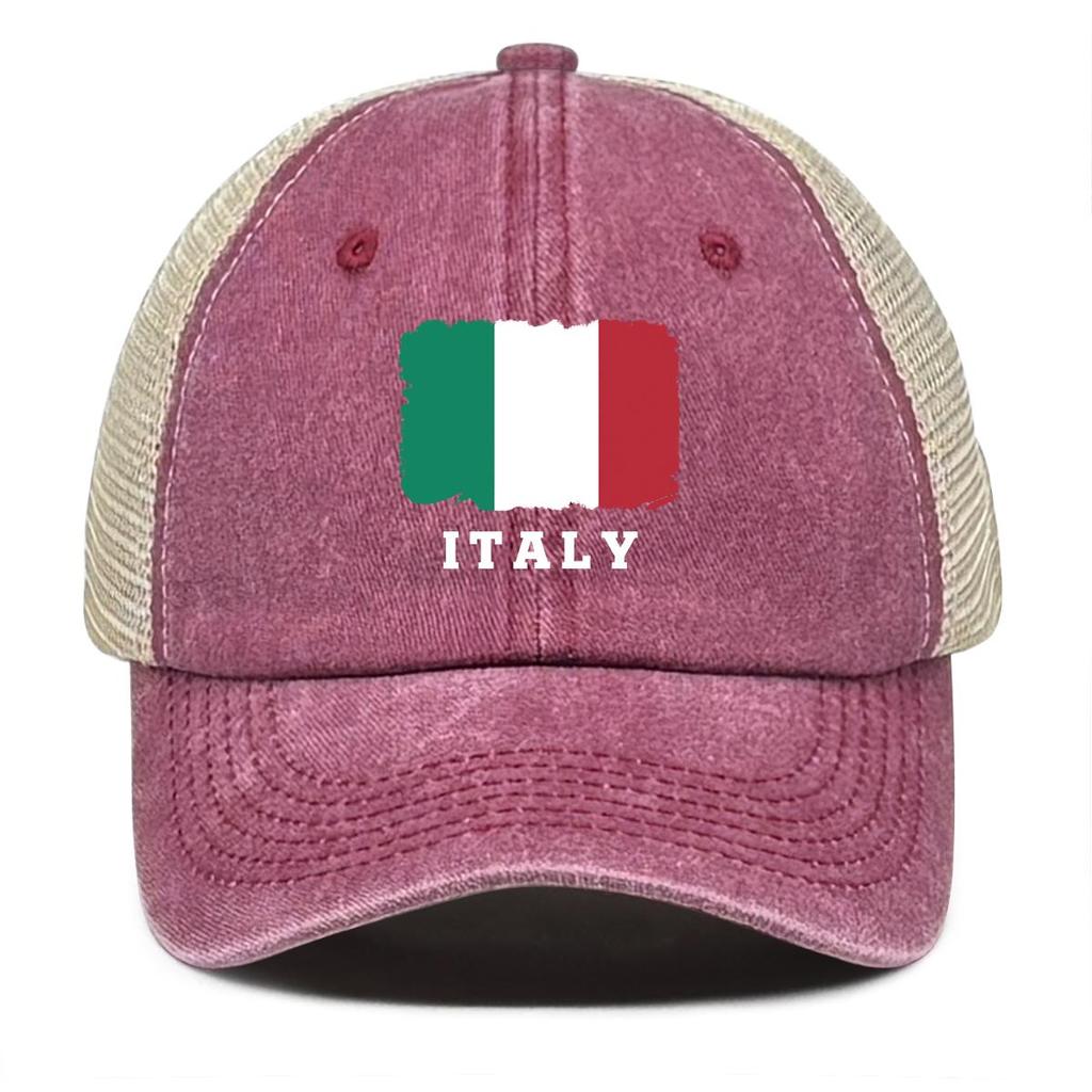 Italienische Flagge Druck Verstellbare Trucker-Kappe, Patriotische Damen-Kappe Verstellbarer Riemen Retro Stilvoll Sportliche Snapback Baseballkappe