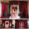 Mocsicka Valentine's Day Photography Background Red Rose Curtain Love Flower Decoration Girl Women Photo Backdrop Wedding Banner
