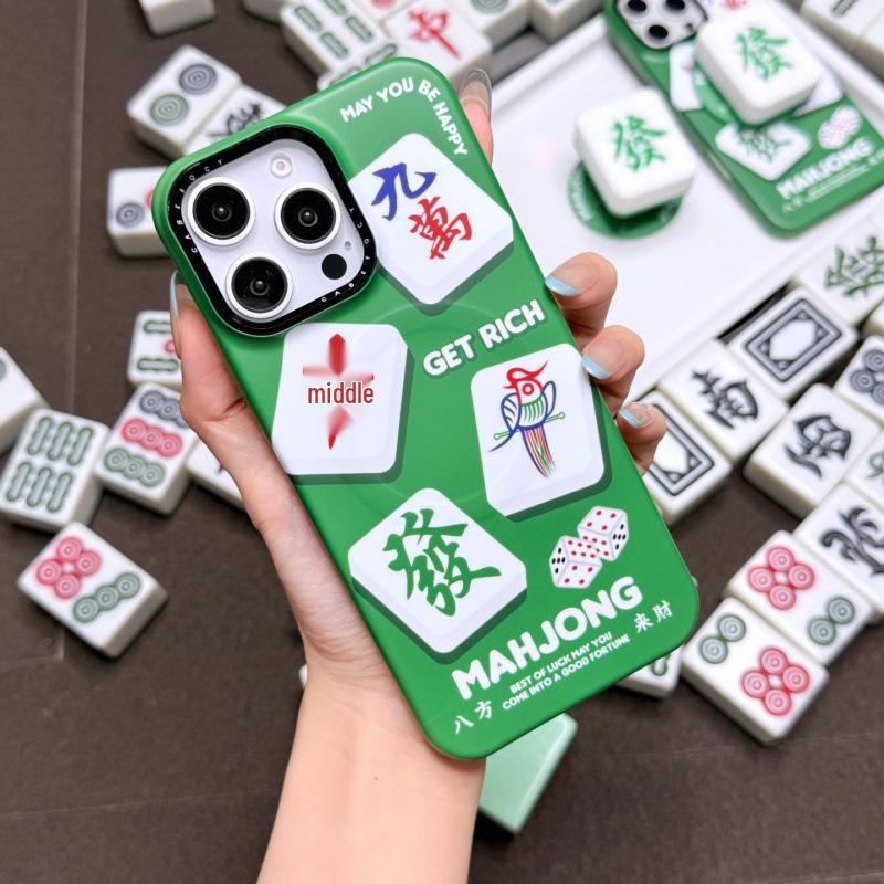 

Creative Magnetic Mahjong Phone Case for iPhone 17 Pro/16 Pro Max/15/14 - Protective Cover for Women iPhone 15 Pro Max