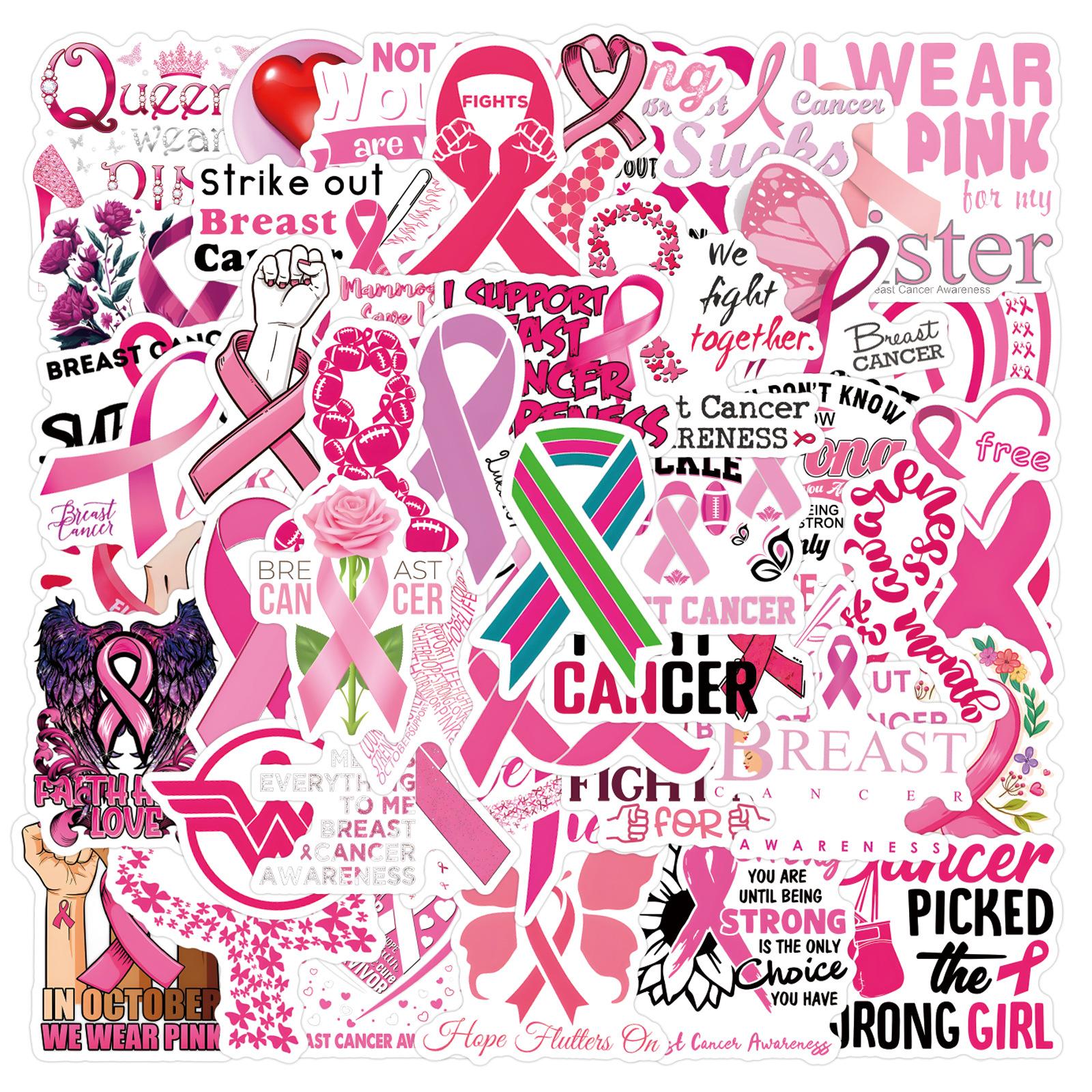 

55 New Breast Cancer Graffiti Stickers Decorate Notebook Suitcase Mobile Phone DIY Stickers