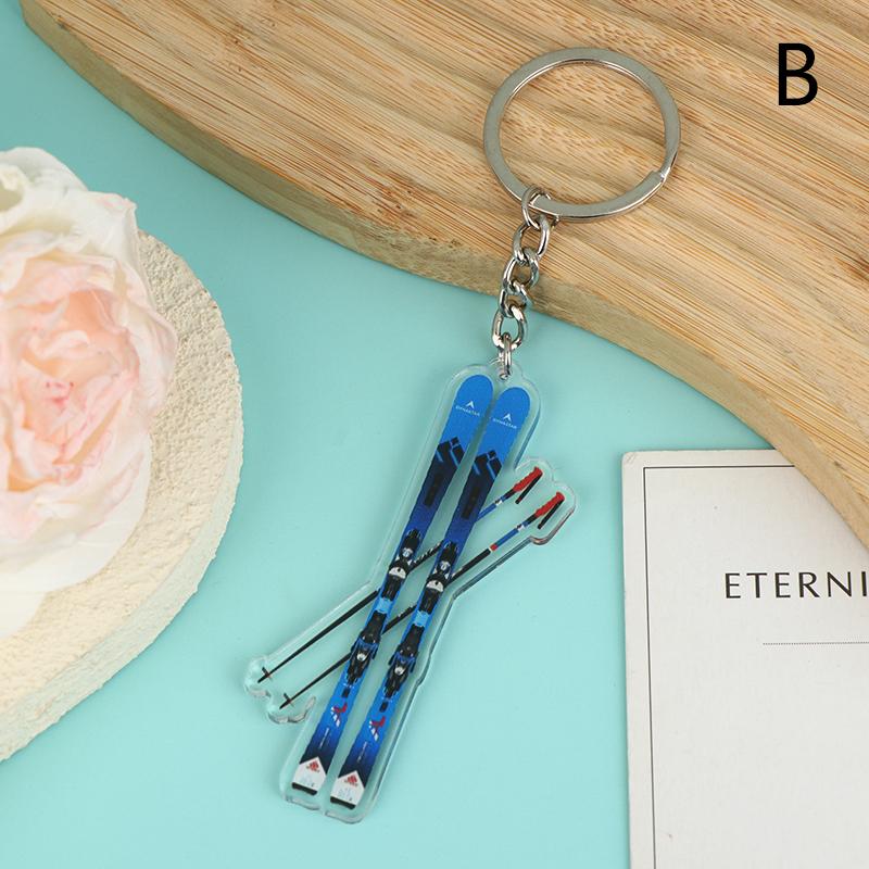 

Двусторонняя брелок-ключница для лыж и сноуборда, Брелок для зимних видов спорта, Подарок для любителей лыж, Сувенир для лыжной поездки, Подвеска на рюкзак B