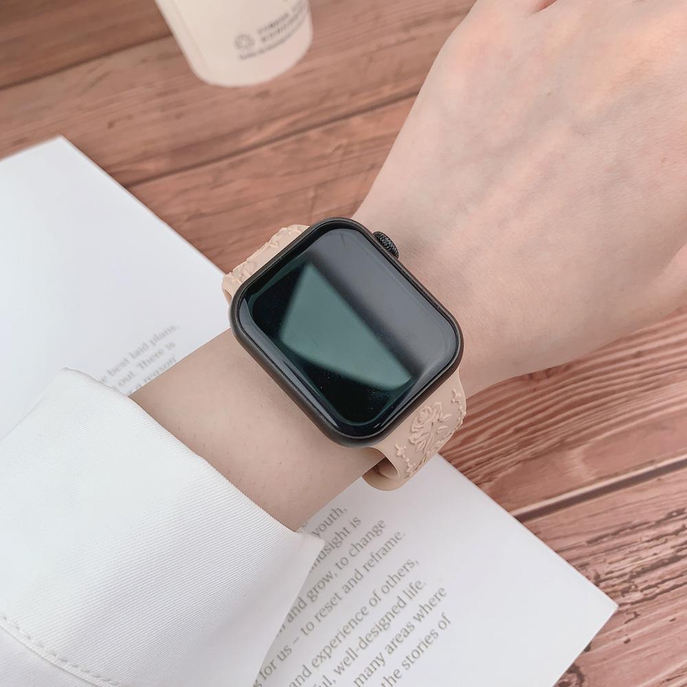 Engraved Strap for Apple watch band 45mm 44mm 42mm 49mm 40mm 41mm Silicone Bracelet Correa iWatch Series 8 9 7 6 5 4 3 Ultra SE