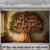 2D Enchanted Tree-Shaped Bookcase Photography Background