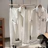 Ice Silk Couple Pajamas Set: Women's Autumn/Winter Short-Sleeved Long Pants Plus Size & Men's High-End Ice and Snow Silk Homewear