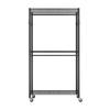 Rolling Clothes Rack, Heavy Duty Clothing Garment Rack, 3 Adjustable Tiers Clothing Racks with Carbon Steel, 204 kg Load Capacity Closet Wardrobe for