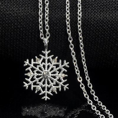 Koreanische Schneeflocken Diamant Anhänger Halskette - Beliebtes kurzes Schlüsselbein-Design, Perfektes Weihnachtsgeschenk