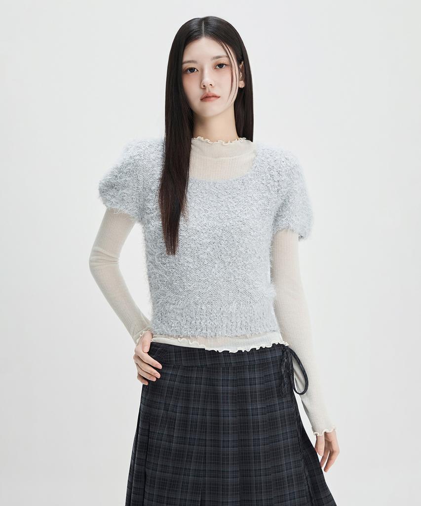 MIXXO Square Neck Short Sleeve Pullover_Miwkag114T