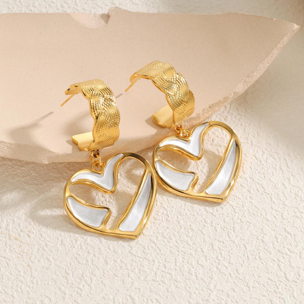 Atoztide Nouvelle Boucle d'Oreille Cœur Imprimé Léopard Vintage pour Femmes Acier Inoxydable Boucles d'Oreilles Statement Pierre Brillante Cadeau de Bijoux de Noël