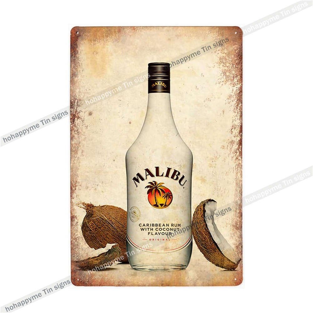 

Malibu Tin Sign Rum Metal Painting Plaque For Bar Pub Club Cafe Wall Sticker Decoration Family Poster Plates 20x30cm 20x30cm（7.8x11.8inch）