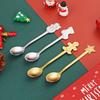 Christmas Stainless Steel Spoons Elk Christmas Tree Dessert Coffee Spoon Nordic style Kitchen Decorations Present for Holiday