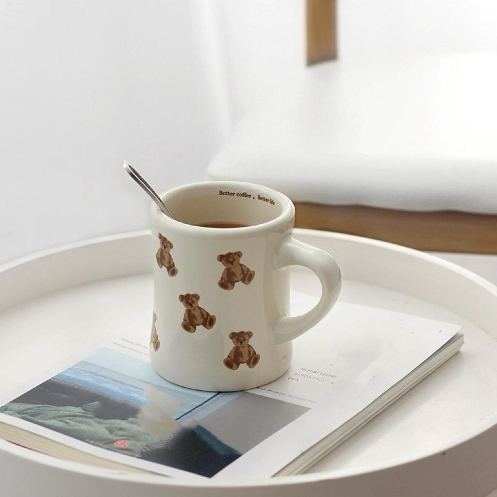 Tazza da Caffè in Ceramica Orso Cartone Animato Tazza Orso Cioccolato Tazza Ragazza Tazza da Caffè Retrò Tè Pomeridiano Carina Ceramica Carina Tazza da Caffè Carina