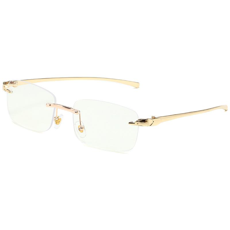 

New Women Vintage Leopard Head Glasses Fashion Retro Rimless Square Sunglasses Uv400 Driving Eyewear Frameless Gradient Shades As Picture