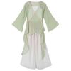 Women's Chinese Style Dancewear Set, Sheer Chiffon Flowy Top & Wide Leg Pants, Elegant Classical Performance Outfit