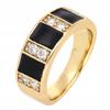 Gold Ring with Black Enamel Made of Surgical Steel Size 25