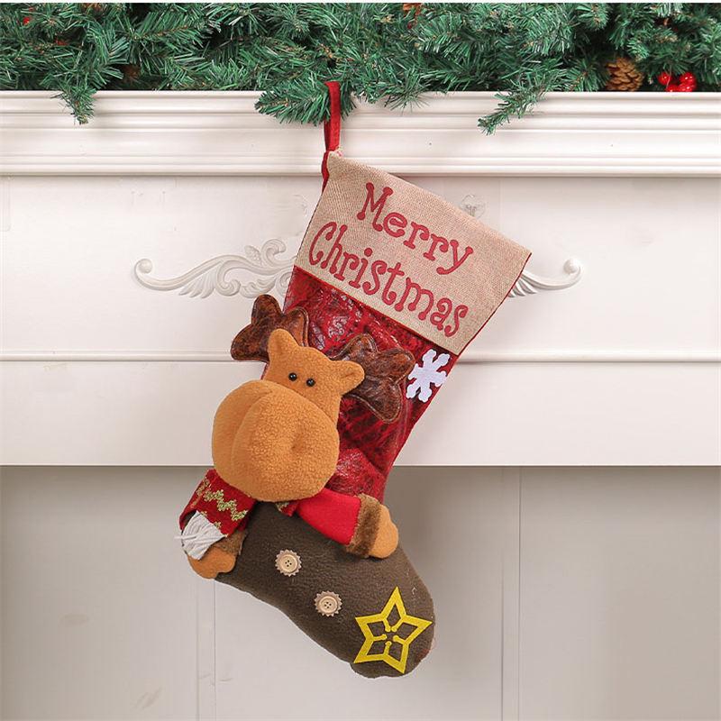 Christmas Santa Claus Big Head Doll socks Three-Dimensional
