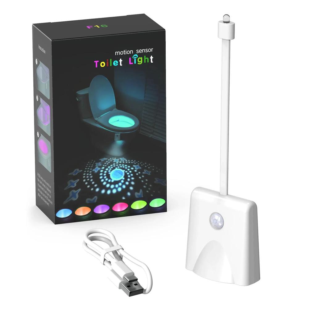 WC Nachtlicht Aufladen Wasserdicht Menschliche Sensorik WC Induktionslicht Bunte Projektionslampe Badezimmerbeleuchtung Dekor