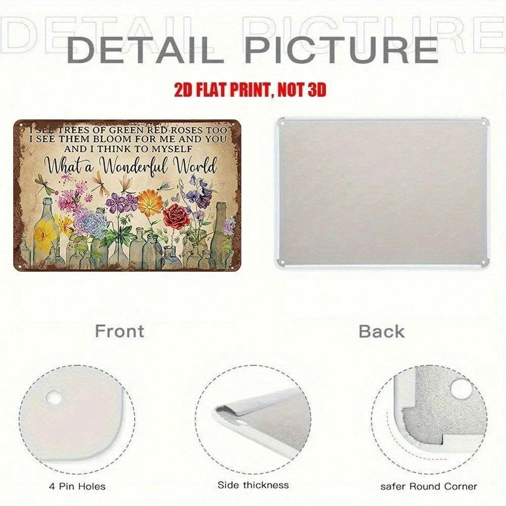 Metal Wall Art Poster Flowers Garden Louis Armstrong for Living Room