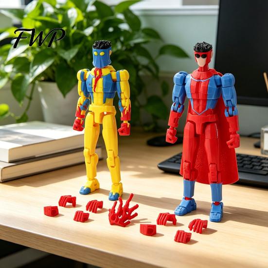 Collectible Posable Figure 3D Printed Action with Accessories Cartoon Character Model Movable Joints Decoration Gift for Animation Lovers Toy