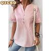 Women's Fashion Casual Short Sleeve V Neck Blouses & Shirts