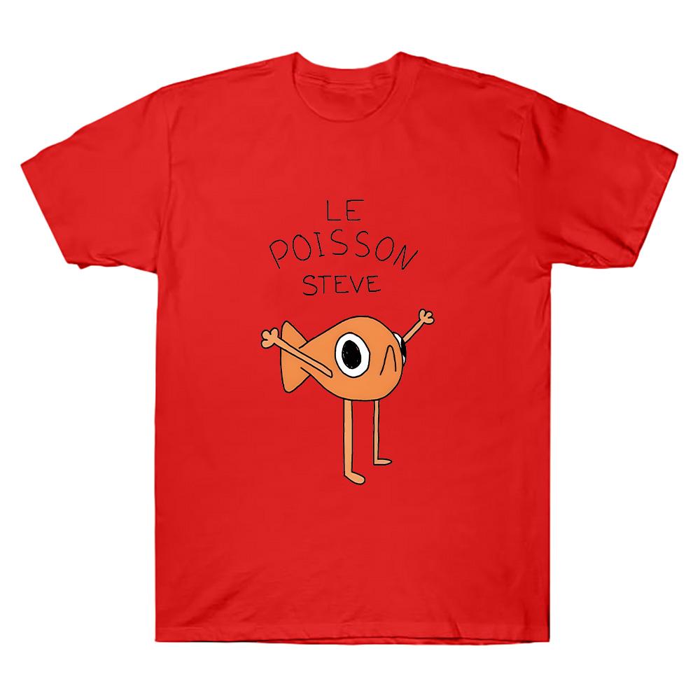 Lustiger Fisch Le Poisson Steve T-Shirt Memes Cartoon-Druck Tops Baumwolle Merch Mode Kurzarm Rundhals T-Shirt Unisex Y2K Kleidung